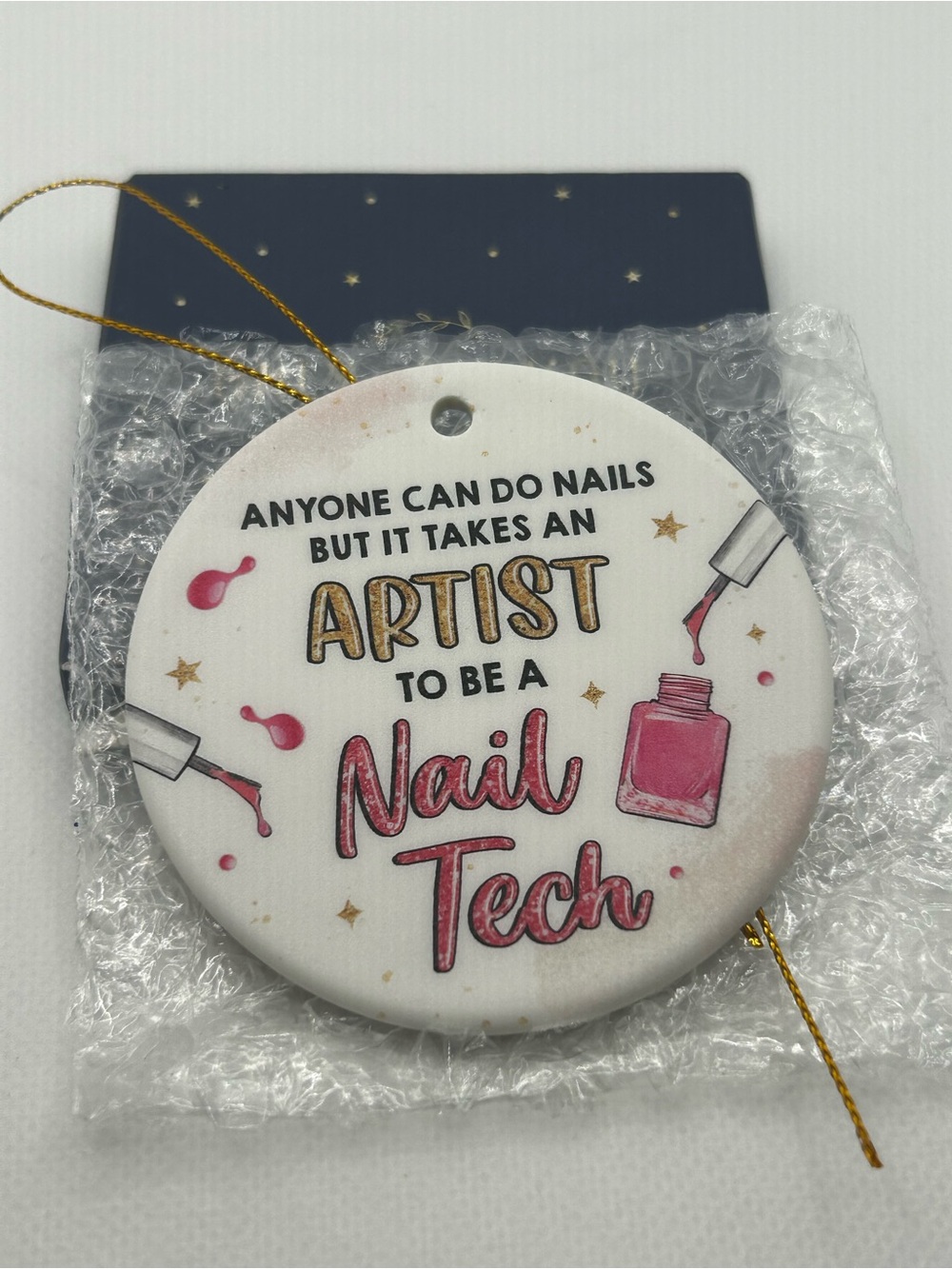 Nail Tech Ceramic Ornament “It Takes an Artist” Gift NEW